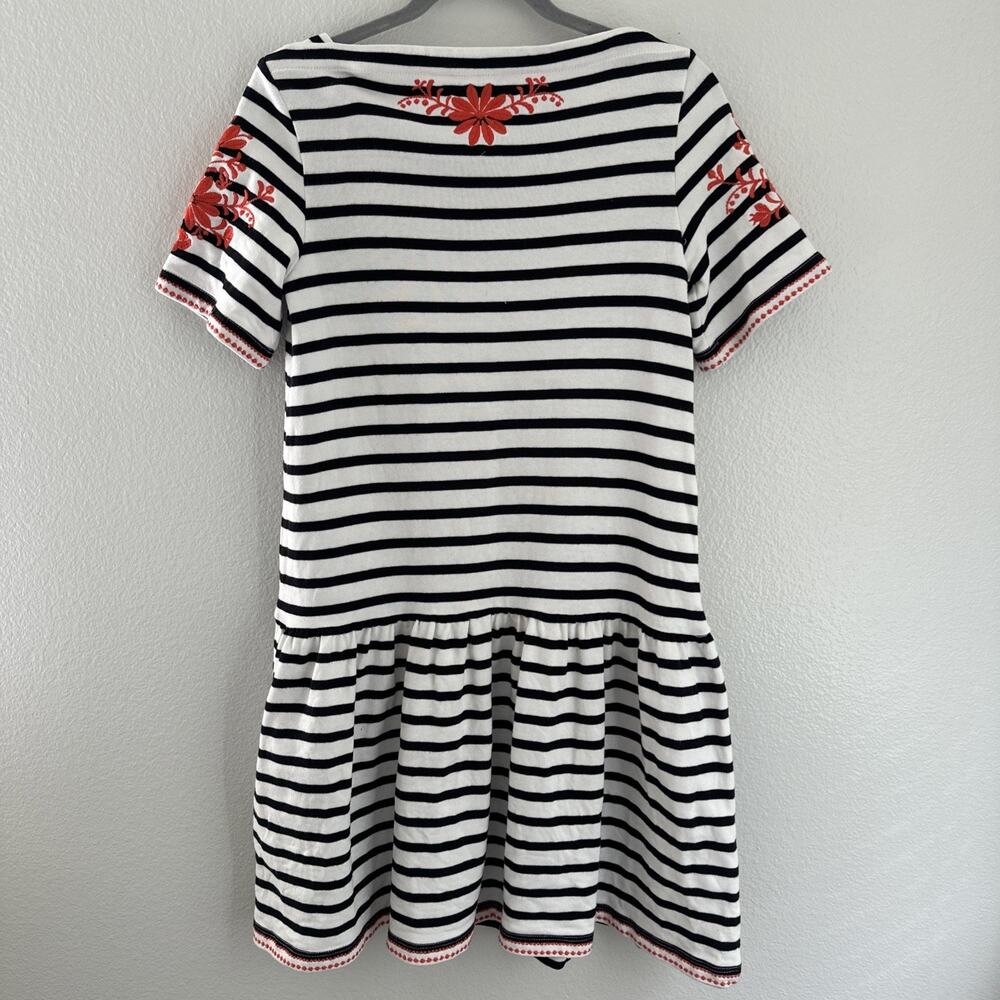 Kate Spade Broome Street Black And White Striped Embroidered Mini Dress Size S - Picture 2 of 13